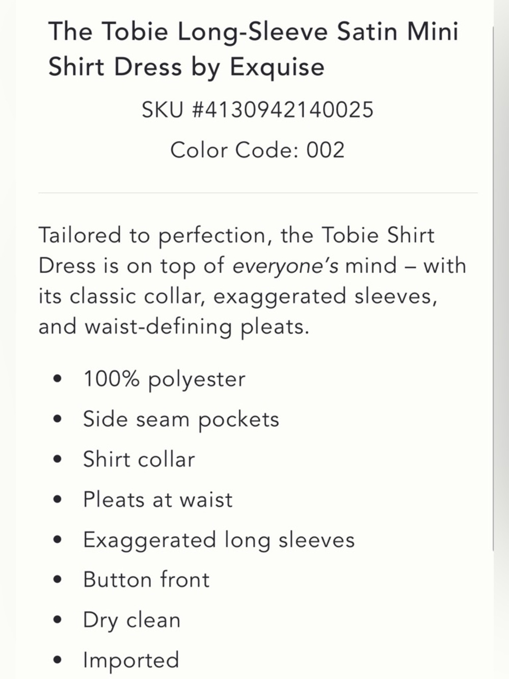 THE TOBIE LONG SLEEVE SATIN MINI SHIRT  DRESS - Picture 5 of 9